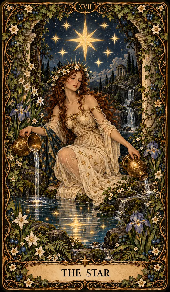 The Star card from the Moonlit Garden deck